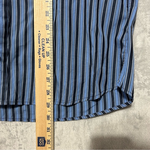 Burberry London Shirt Mens Large 16 Button Down Blue Stripe - Picture 7 of 9